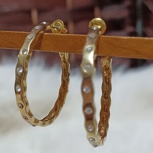 Gold Crystal-Accent Hoop Earrings - Women Jewelry